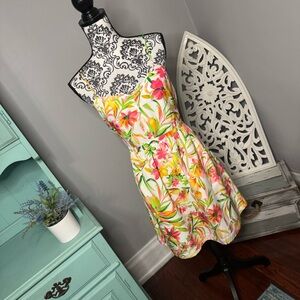 J. Crew Tropical Floral Mini Dress Size 4 Boho Beach Vacation Resortwear
